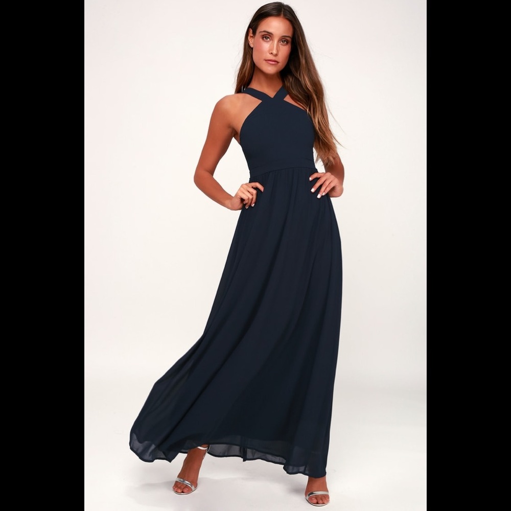 Air of Romance Navy Blue Maxi Dress